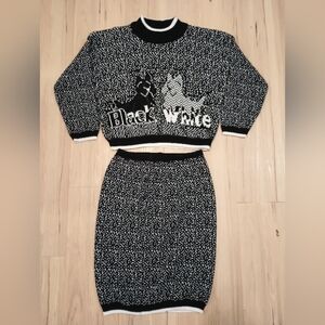 Vintage dog sweater skirt set